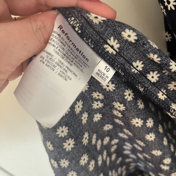 Reformation Navy Polka Dot Long Sleeve Dress - Picture 3 of 6